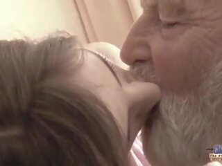 Old Young - Big shaft Grandpa Fucked by Teen she licks thick old man pecker