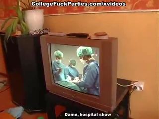 Students from the medical college have x rated video at the party