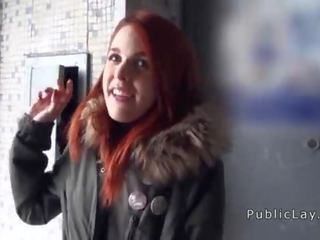 Redhead Spanish student from public banging